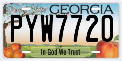 GA license plate PYW7720