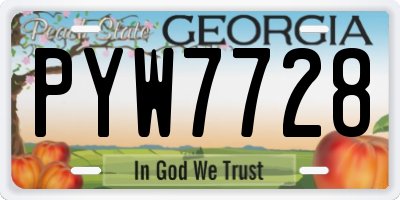 GA license plate PYW7728
