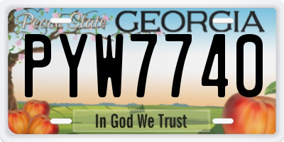 GA license plate PYW7740