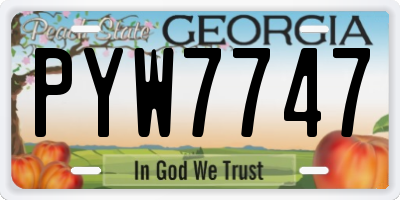 GA license plate PYW7747