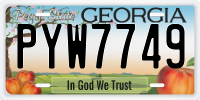 GA license plate PYW7749