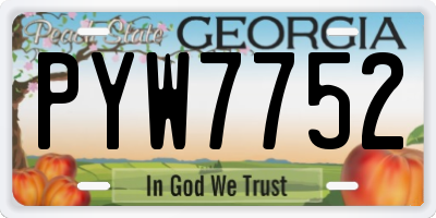 GA license plate PYW7752