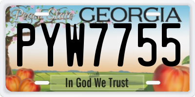 GA license plate PYW7755
