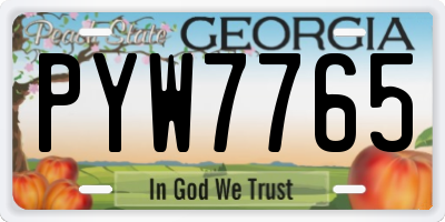 GA license plate PYW7765