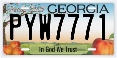 GA license plate PYW7771