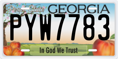 GA license plate PYW7783