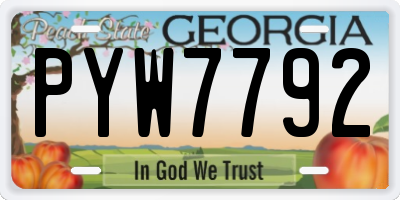 GA license plate PYW7792