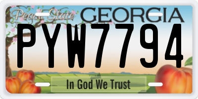 GA license plate PYW7794