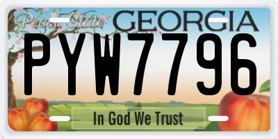 GA license plate PYW7796