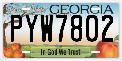 GA license plate PYW7802