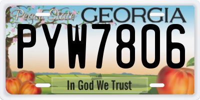 GA license plate PYW7806