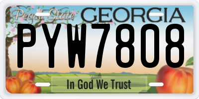 GA license plate PYW7808