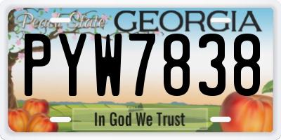 GA license plate PYW7838