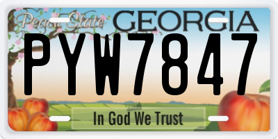 GA license plate PYW7847