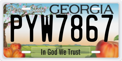GA license plate PYW7867