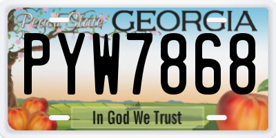 GA license plate PYW7868