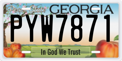 GA license plate PYW7871