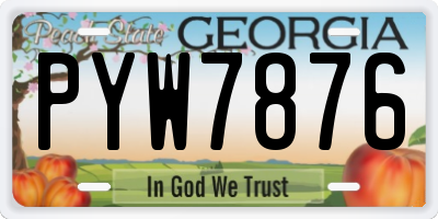 GA license plate PYW7876