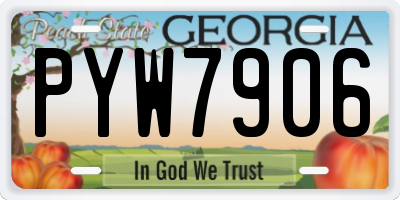 GA license plate PYW7906