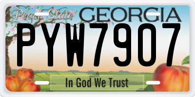 GA license plate PYW7907