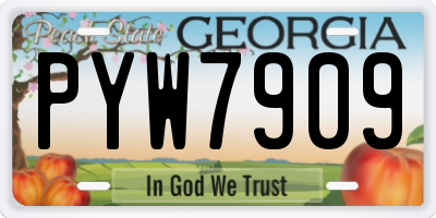 GA license plate PYW7909