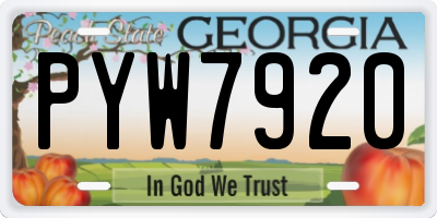GA license plate PYW7920