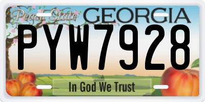 GA license plate PYW7928
