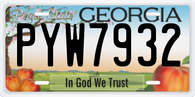 GA license plate PYW7932