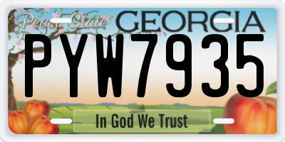 GA license plate PYW7935