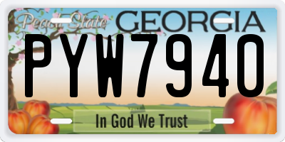 GA license plate PYW7940