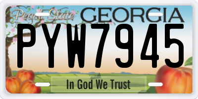 GA license plate PYW7945