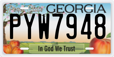 GA license plate PYW7948