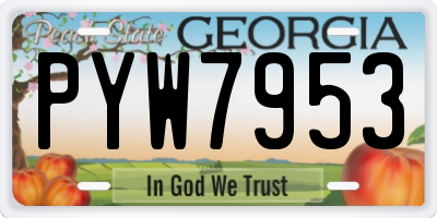 GA license plate PYW7953
