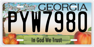 GA license plate PYW7980