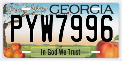 GA license plate PYW7996