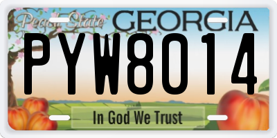 GA license plate PYW8014