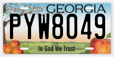 GA license plate PYW8049
