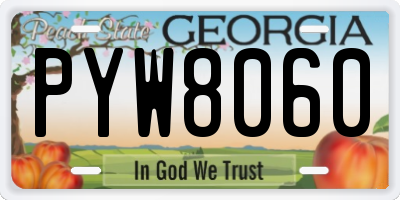 GA license plate PYW8060