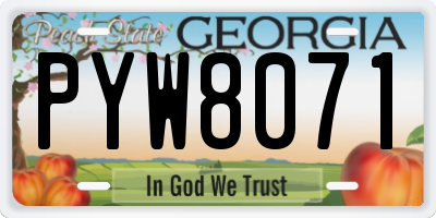 GA license plate PYW8071