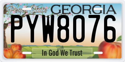 GA license plate PYW8076