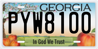 GA license plate PYW8100