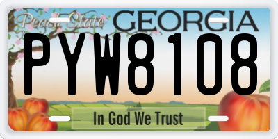 GA license plate PYW8108