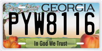 GA license plate PYW8116