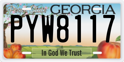 GA license plate PYW8117