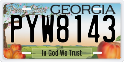 GA license plate PYW8143