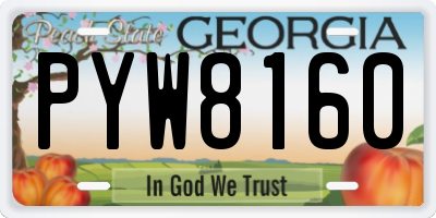 GA license plate PYW8160