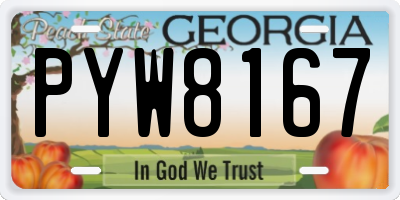 GA license plate PYW8167