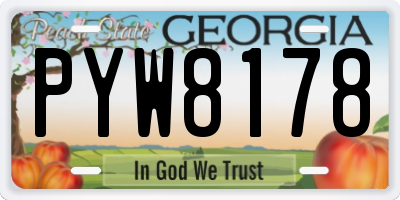 GA license plate PYW8178