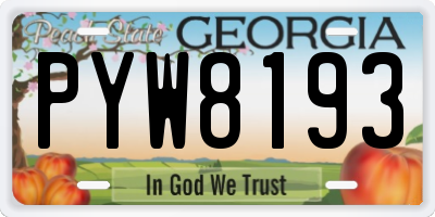 GA license plate PYW8193