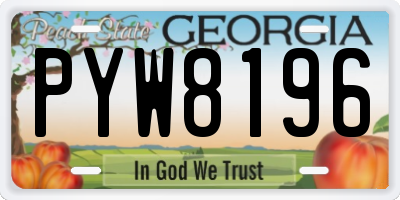 GA license plate PYW8196